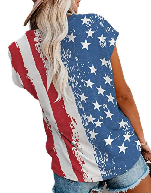 Load image into Gallery viewer, Womens Stars Striped Flag PatternShort Sleeve T-Shirt

