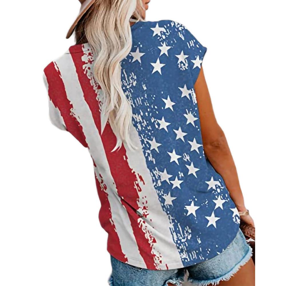 Womens Stars Striped Flag PatternShort Sleeve T-Shirt