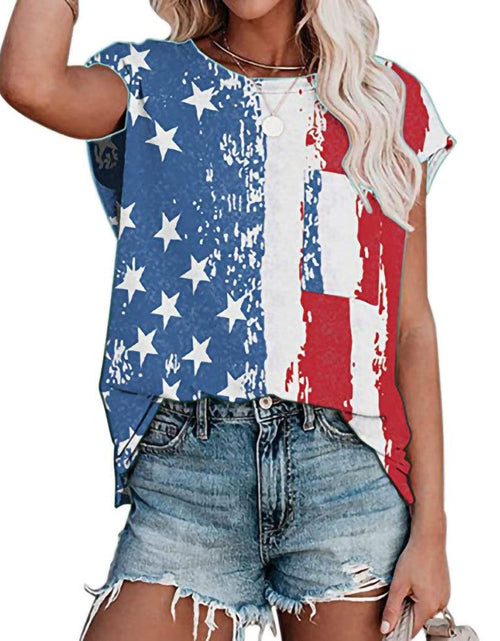 Load image into Gallery viewer, Womens Stars Striped Flag PatternShort Sleeve T-Shirt
